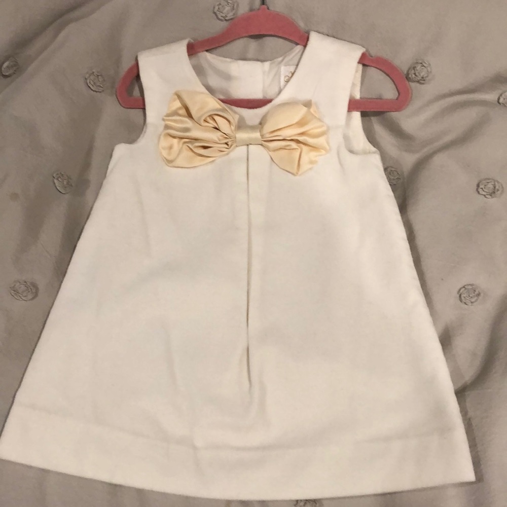 White velvet dress with satin bow